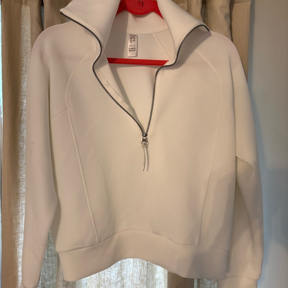 SPANX Cream Half-Zip Sweatshirt